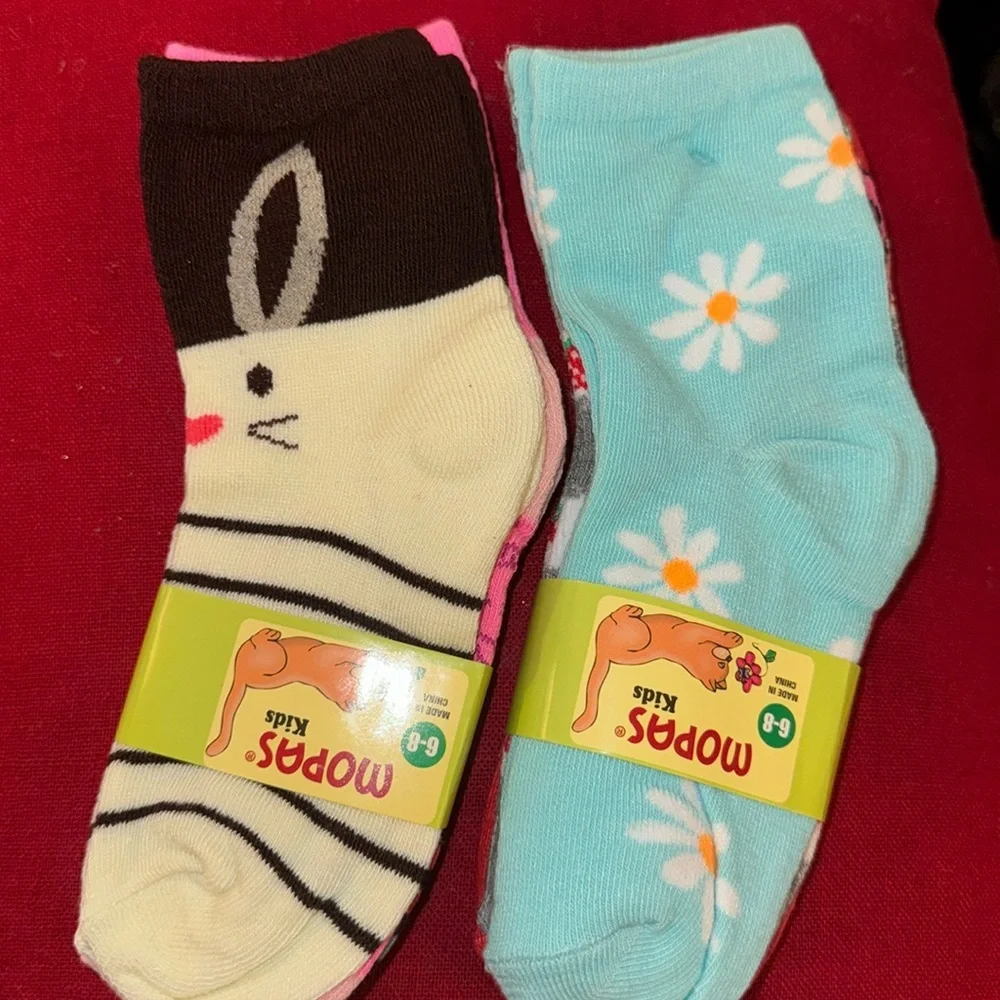 6 Pair Girls Socks Size 6-8Crew Low Cut Quarter Kids Novelty‎ Assorted Designs